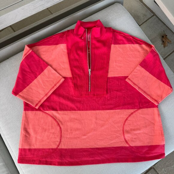 Free People Movement Retro Rugby Sweater Striped Shorts Set Pink Coral XS - Picture 10 of 13